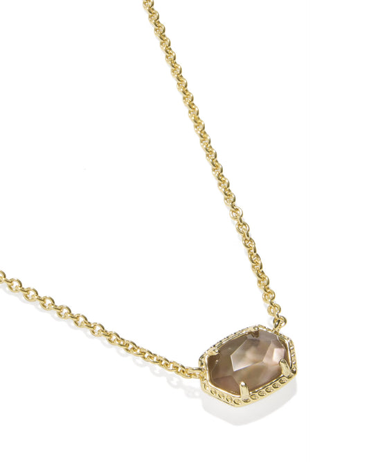 Kendra Scott Daphne Gold Frame Short Pendant Neckalce In Taupe Mother Of Pearl