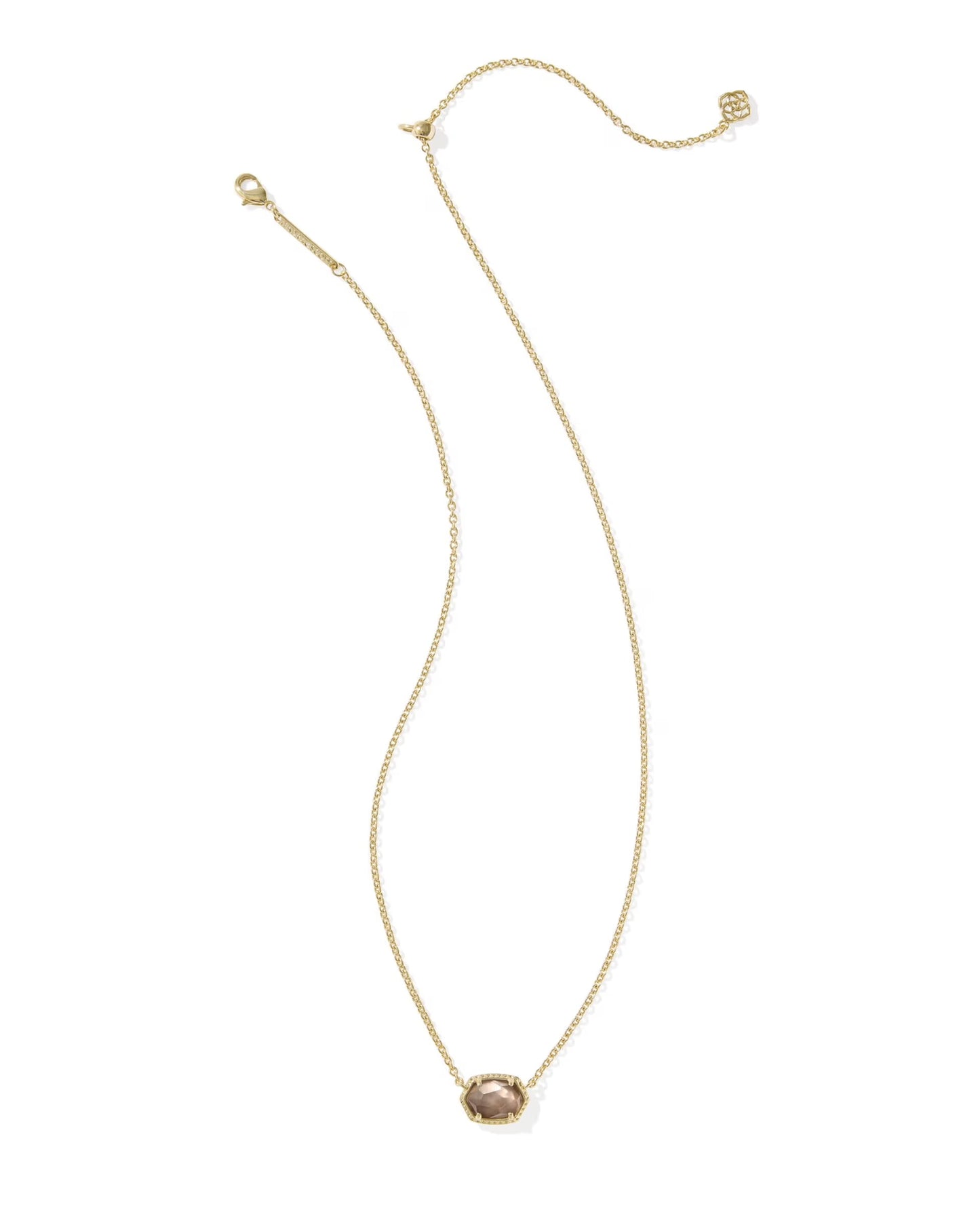 Kendra Scott Daphne Gold Frame Short Pendant Neckalce In Taupe Mother Of Pearl