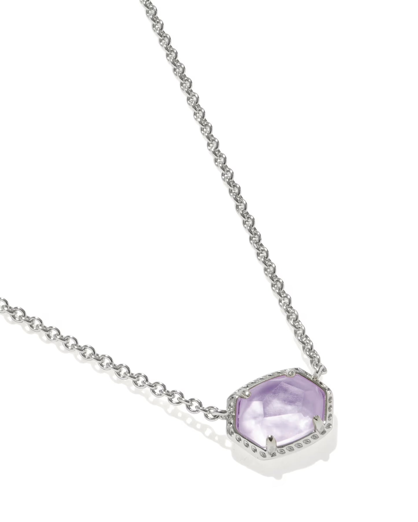 Kendra Scott Daphne Silver Frame Short Pendant Neckalce In Amethyst