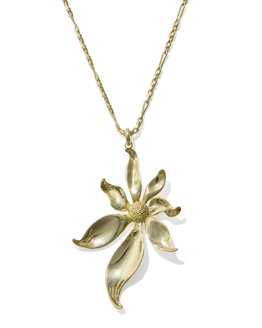 Kendra Scott Anya Flower Gold Long Pendant Necklace