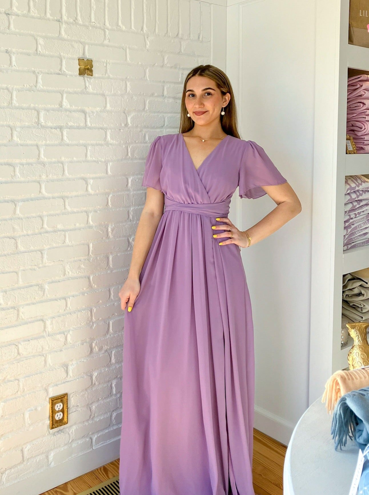 Lilac Short Sleeve Maxi Dress