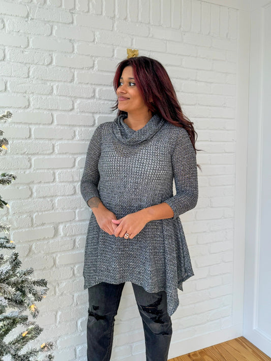 Charcoal Flowy Lightweight Knitted Sweater