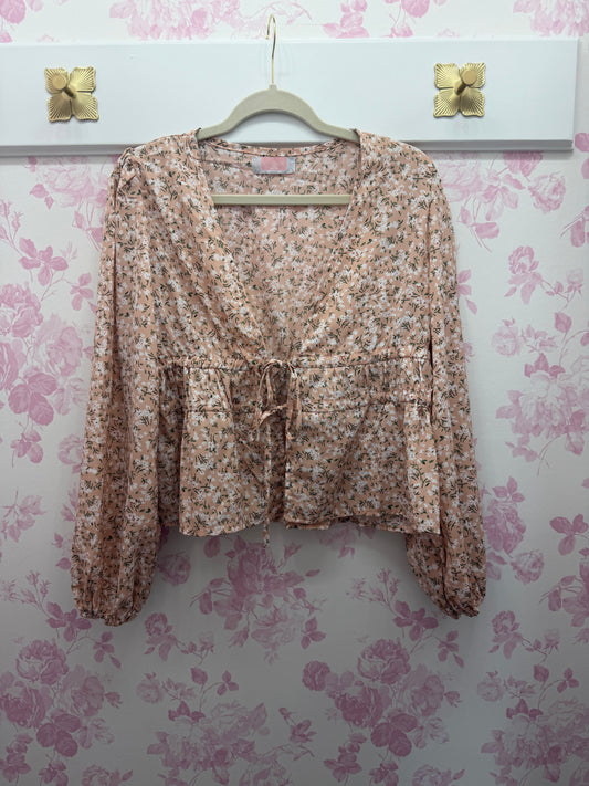 Floral Tie Front Blouse