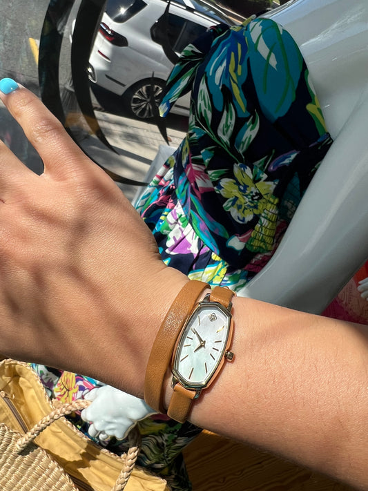 Kendra Scott Elle Leather Wrap Gold Tone Watch