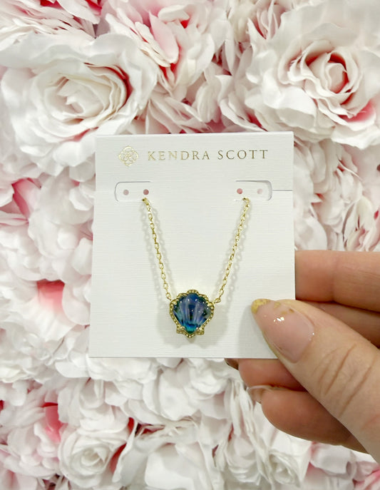 Kendra Scott Brynne Shell Pendant Necklace in Iridescent Abalone Illusion