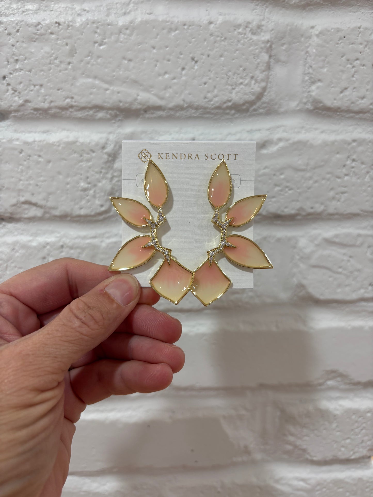 Kendra Scott Joelle Statement Earrings Gold Sunrise Ombre Enamel