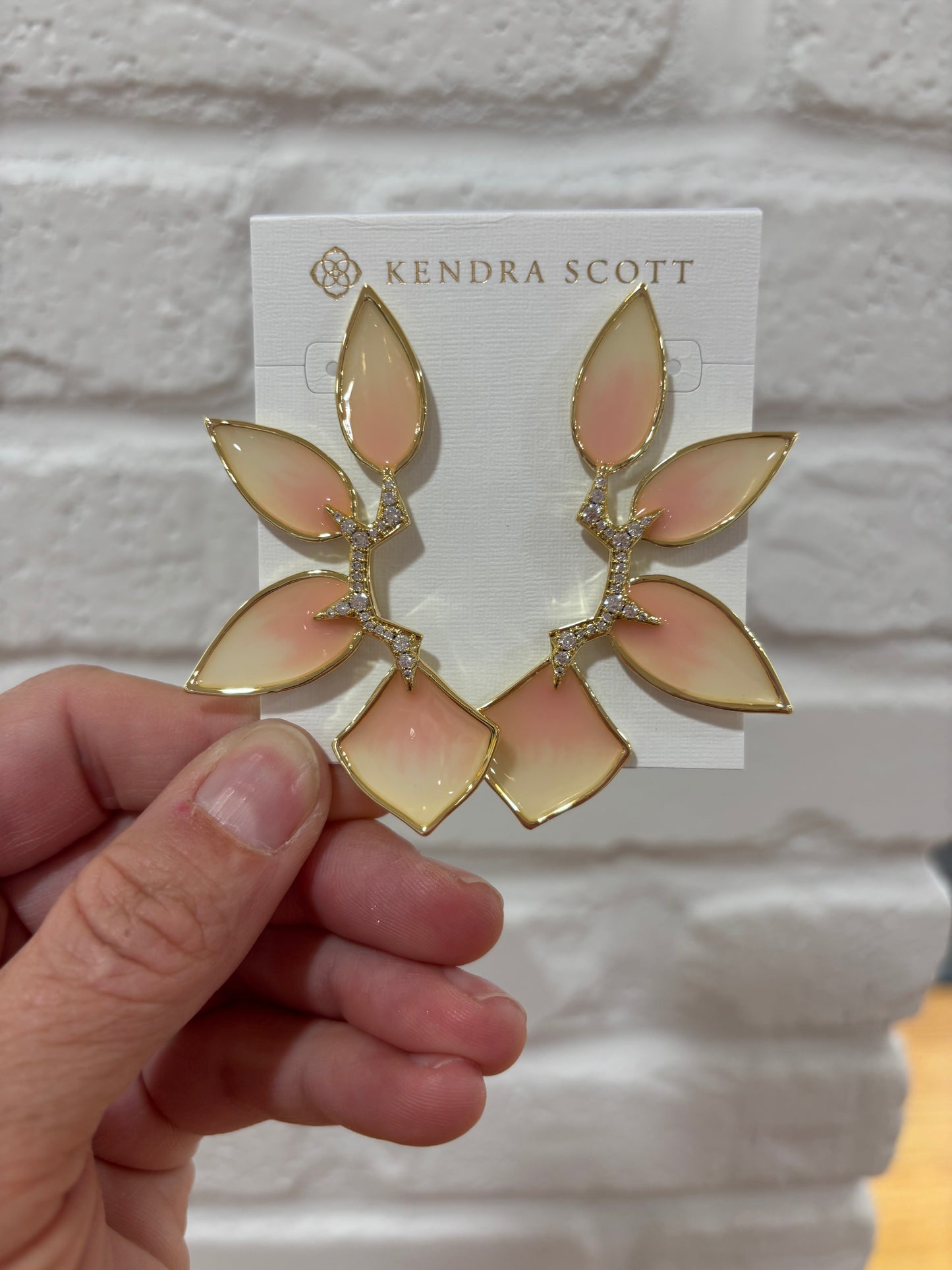 Kendra Scott Joelle Statement Earrings Gold Sunrise Ombre Enamel