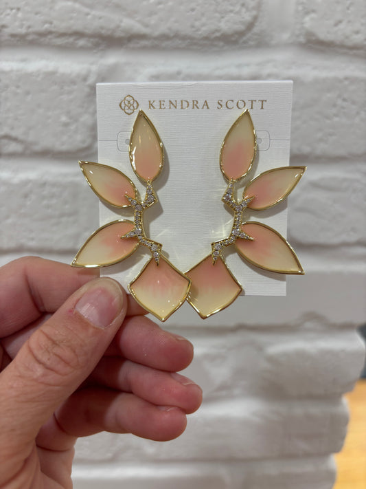 Kendra Scott Joelle Statement Earrings Gold Sunrise Ombre Enamel