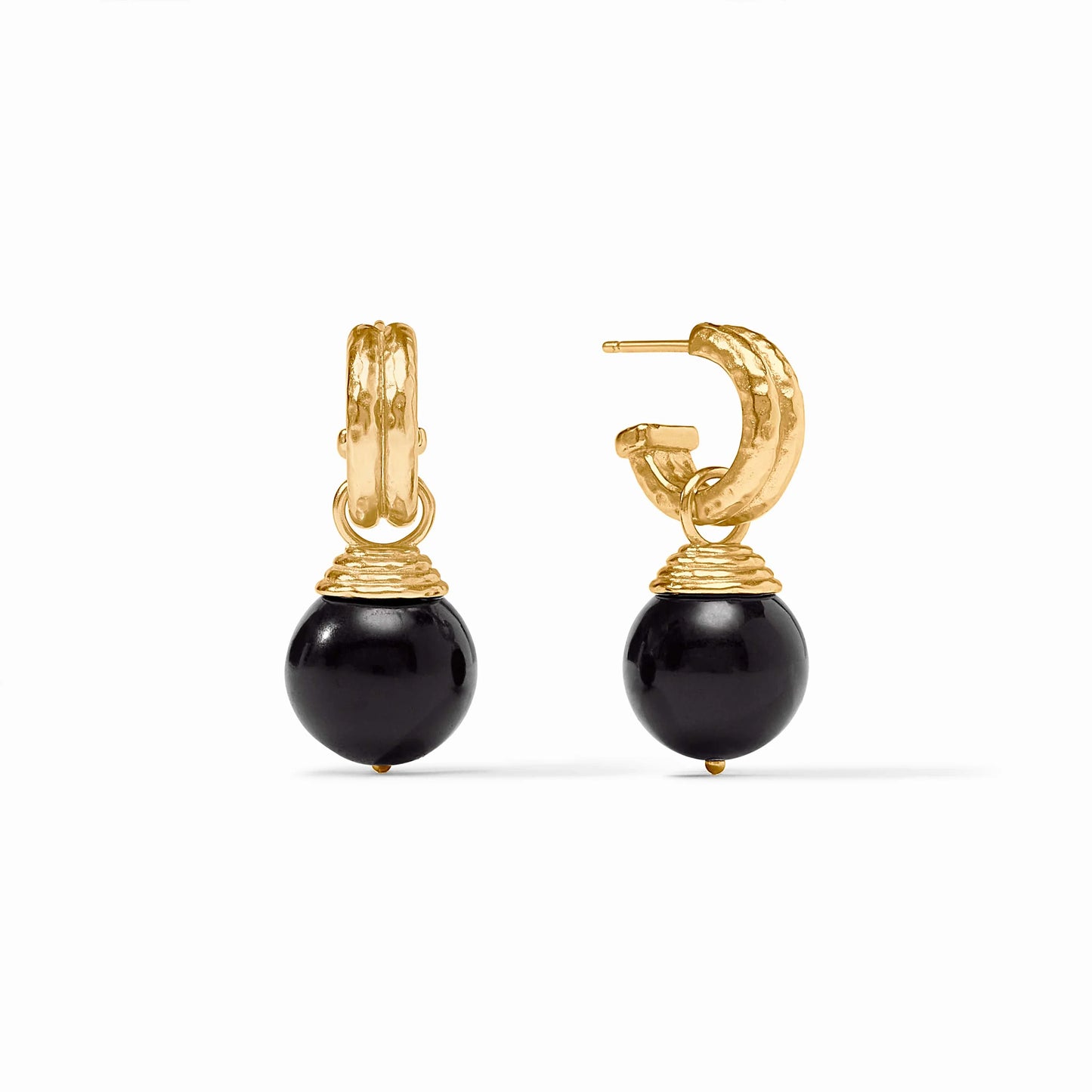 Julie Vos Bonbon Hoop & Charm Earring Obsidian Black