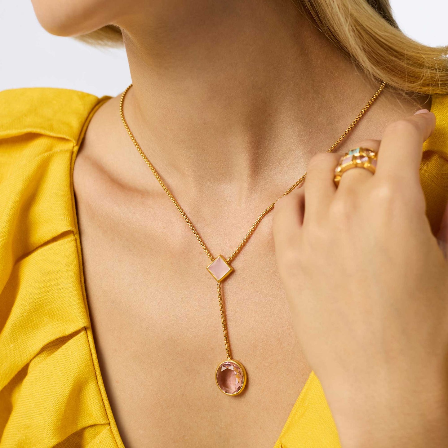 Julie Vos Jolie Lariat Necklace In Rose