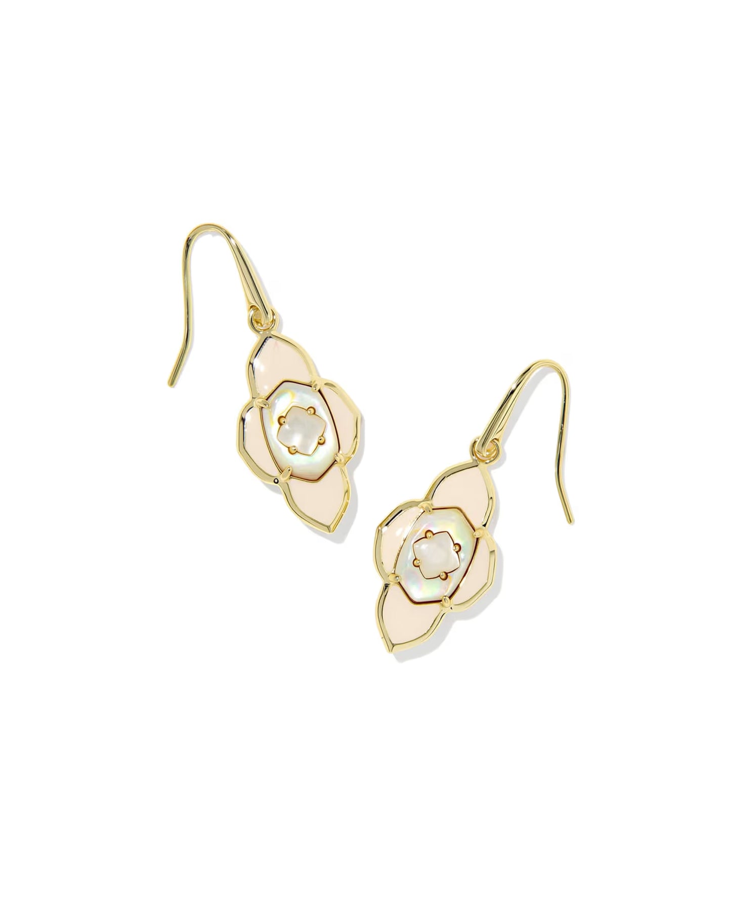 Kendra Scott Abbie Medallion Gold Small Drop Earrings Neutral Mix