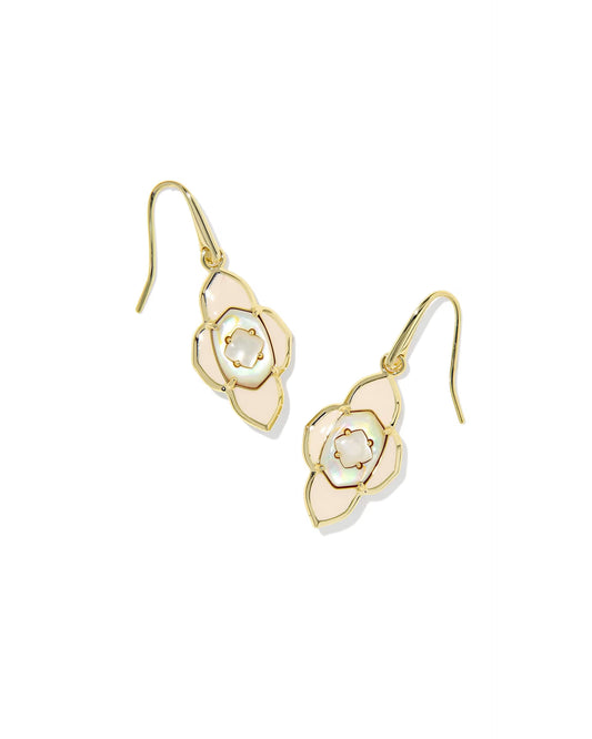 Kendra Scott Abbie Medallion Gold Small Drop Earrings Neutral Mix
