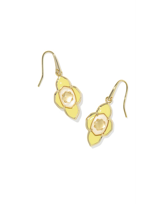 Kendra Scott Abbie Medallion Gold Small Drop Earrings Yellow Mix