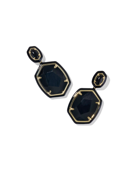 Kendra Scott Daphne Enamel Frame Drop Earring Gold Black Agate