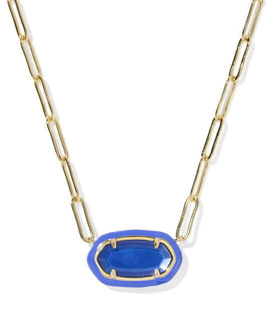 Kendra Scott Enamel Frame Paperclip Necklace Gold Cobalt Illusion