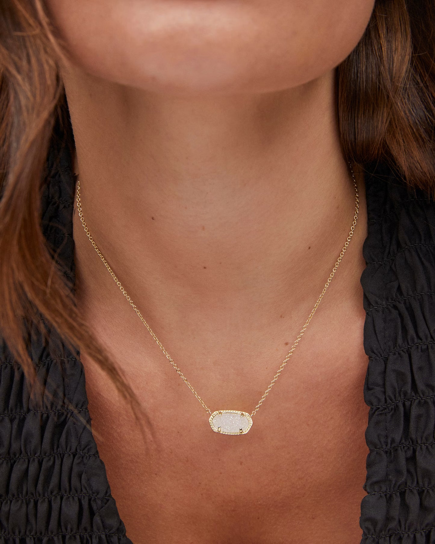 Kendra Scott Elisa Short Pendant Necklace Gold Iridescent Drusy