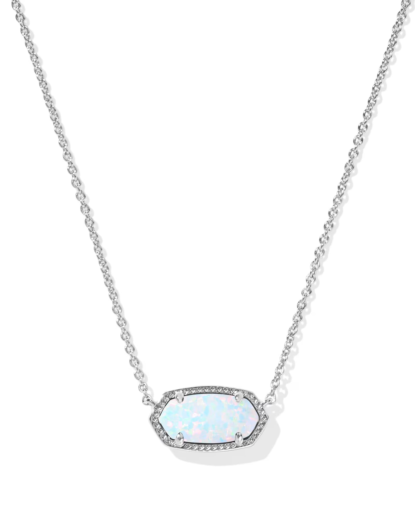 Kendra Scott Elisa Silver Pendant Necklace In White Opal