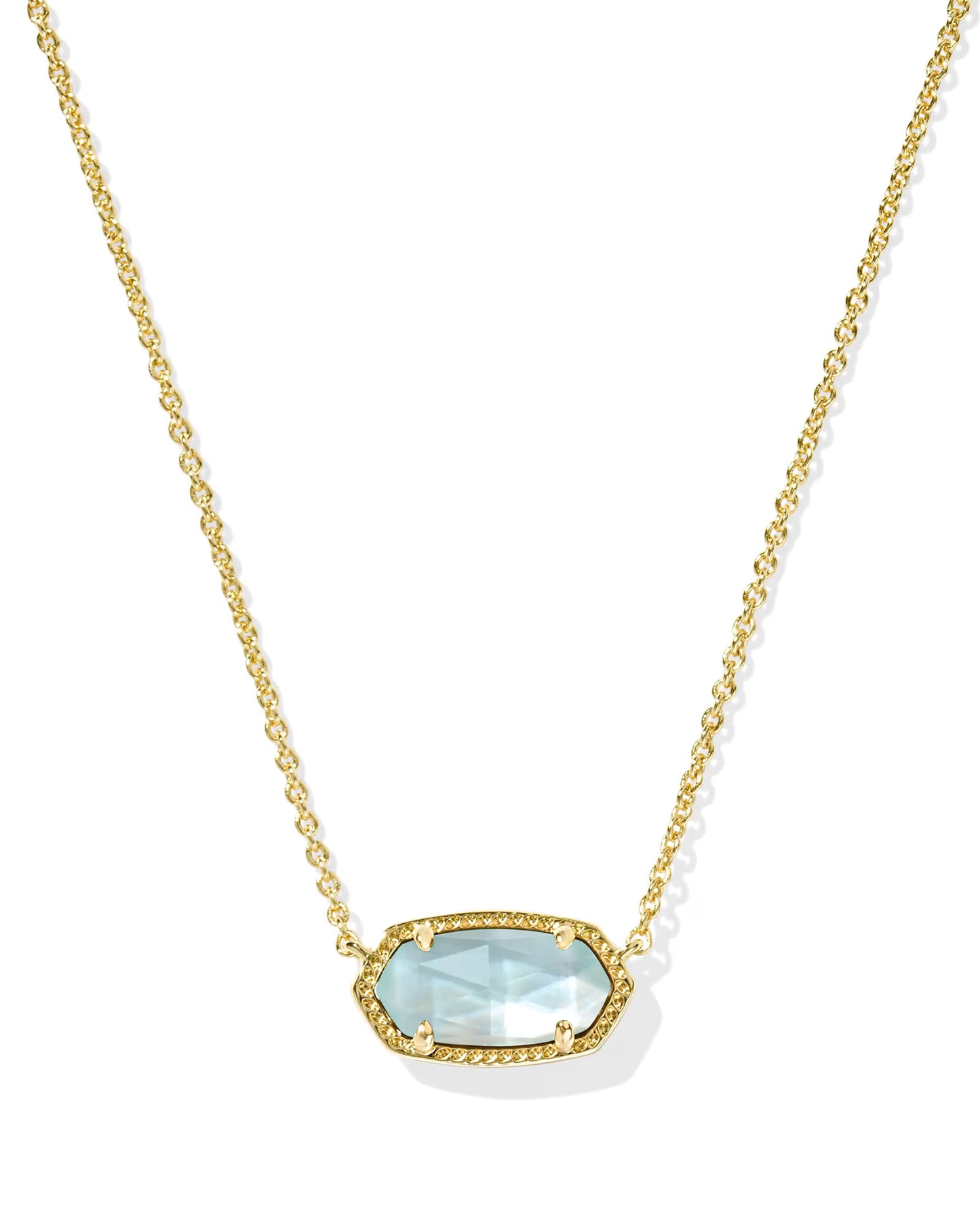 Kendra Scott Elisa Gold Pendant  Necklace In Light Blue Illusion