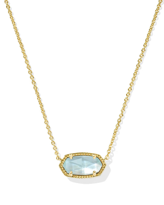 Kendra Scott Elisa Gold Pendant  Necklace In Light Blue Illusion