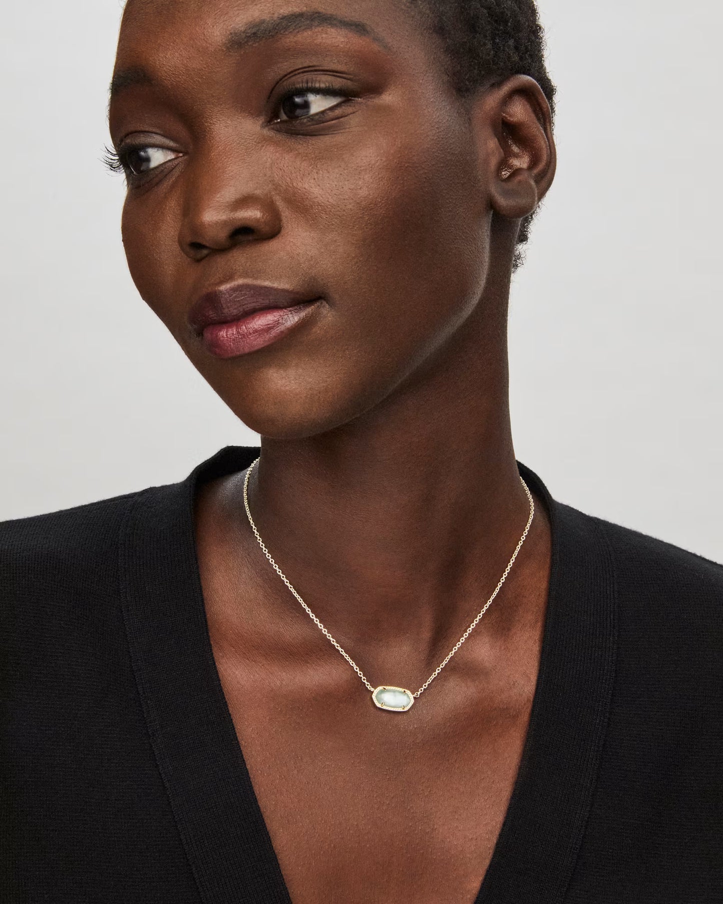 Kendra Scott Elisa Gold Pendant  Necklace In Light Blue Illusion