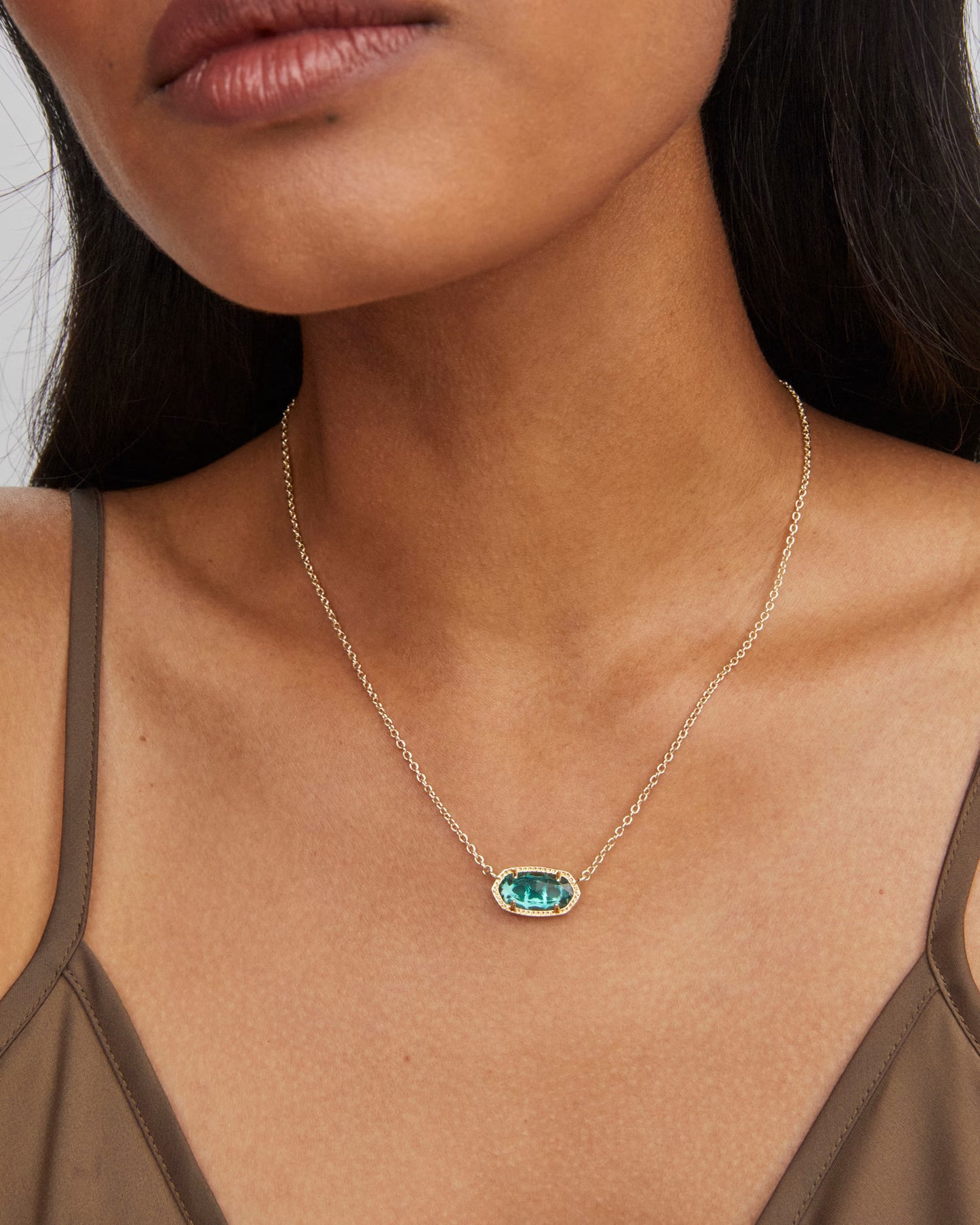 Kendra Scott Elisa Gold Pendant Necklace In London Blue Glass