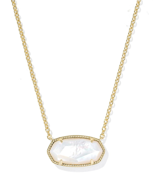 Kendra Scott Elisa Statement Short Pendant Necklace Gold Ivory Mother Of Pearl