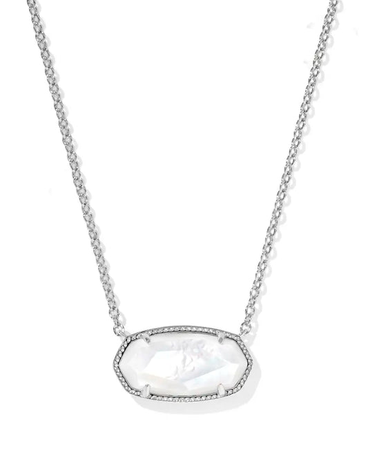 Kendra Scott Elisa Short Pendant Necklace Silver Ivory Mother Of Pearl