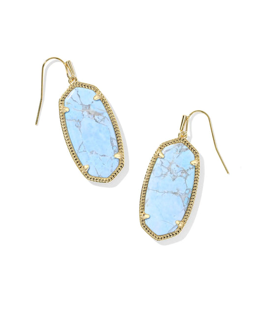Kendra Scott Elle Drop Earring Gold Variegated Light Blue Magnesite