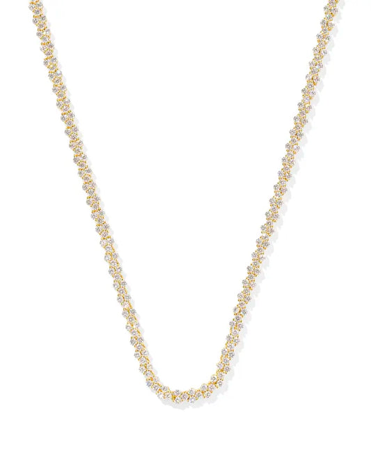 Kendra Scott Emery Gold Tennis Necklace in White Crystal