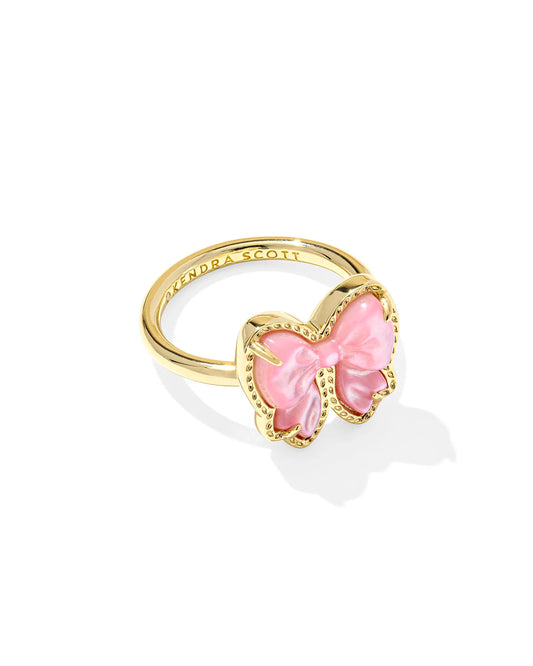 Kendra Scott Haley Bow Band Ring Gold Blush Ivory Mother Of Pearl