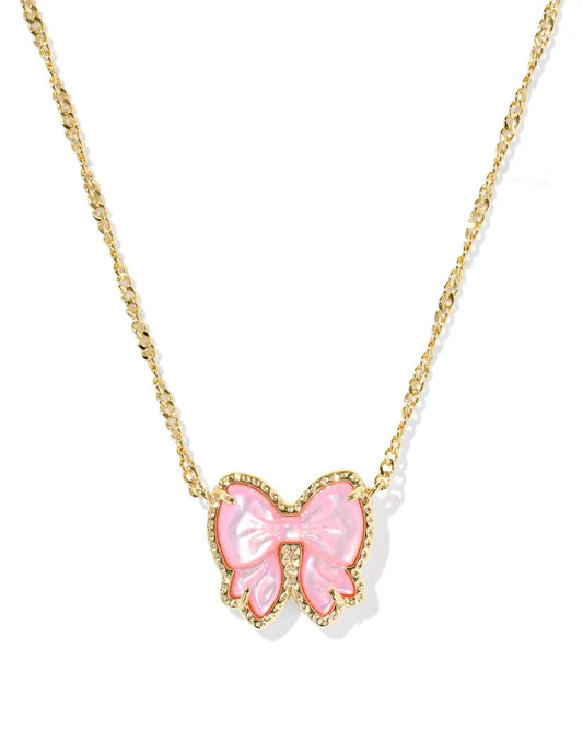 Kendra Scott Haley Bow Short Pendant Necklace Gold Blush Ivory Mother Of Pearl