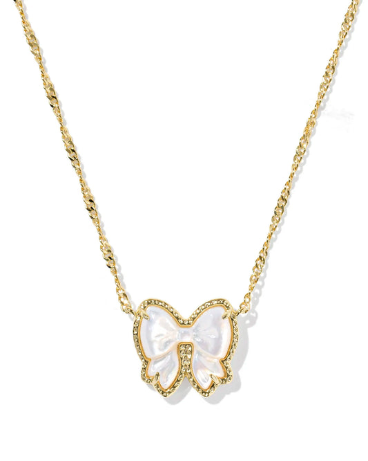 Kendra Scott Haley Bow Short Pendant Necklace Gold Ivory Mother OF Pearl