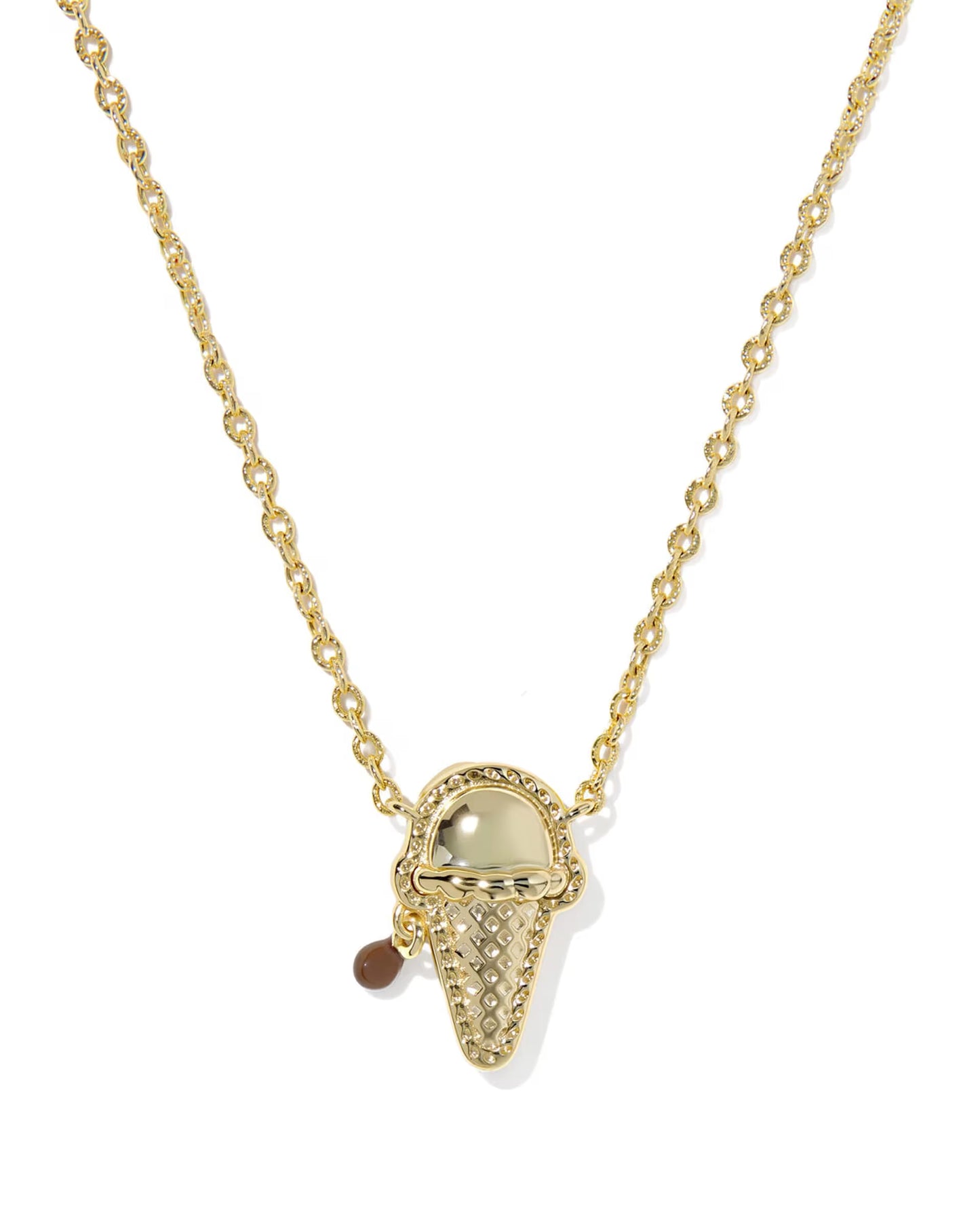 Kendra Scott Ice Cream Gold Short Pendant Necklace in Brown Magnesite