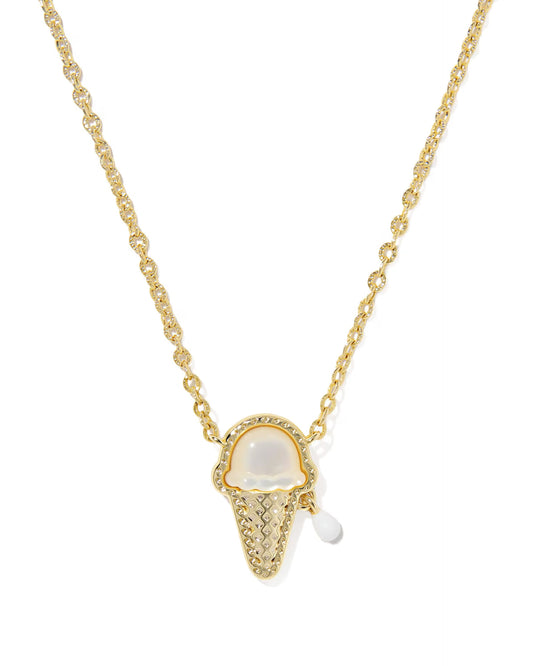 Kendra Scott Ice Cream Gold Short Pendant Necklace Ivory Mother-of-Pearl