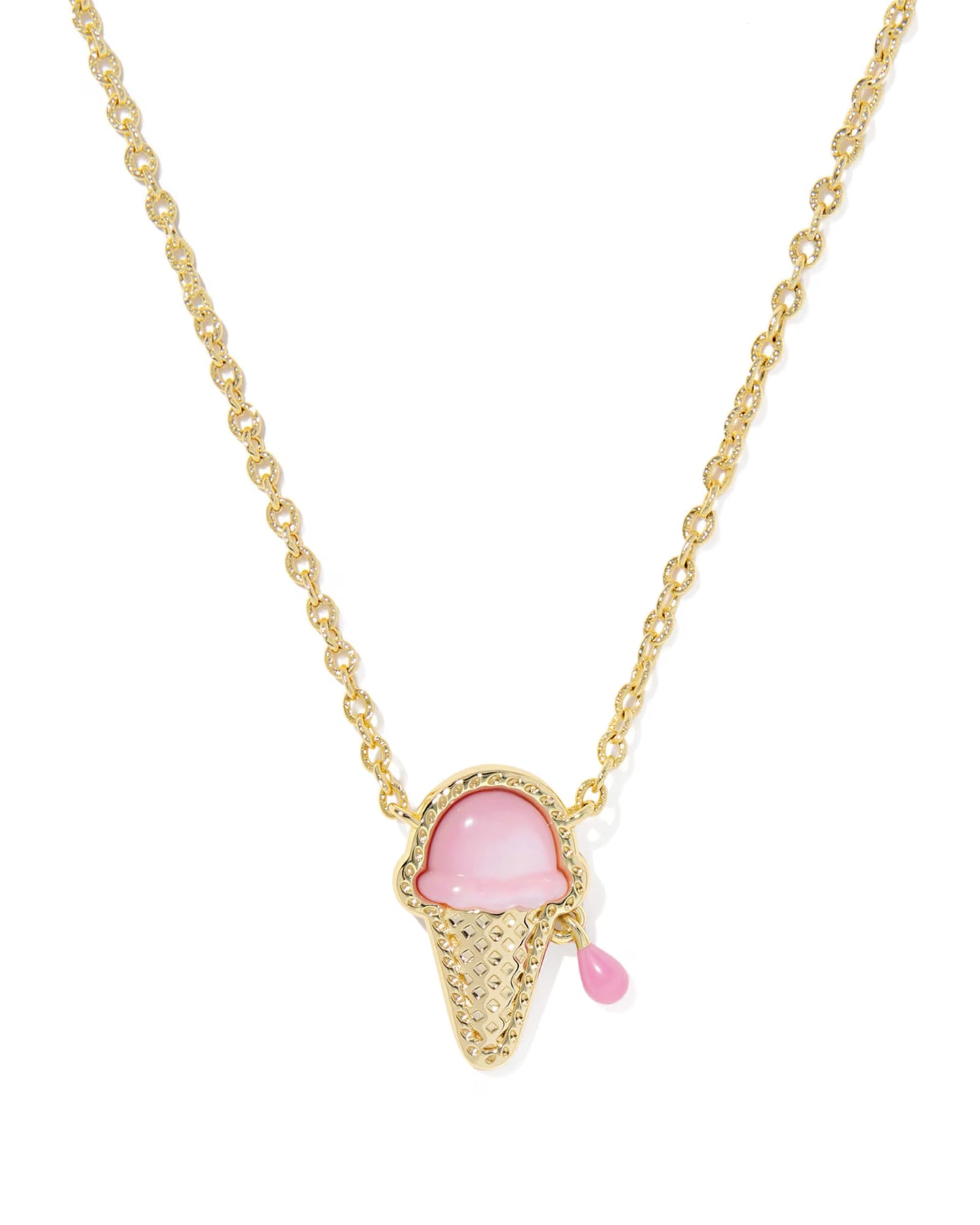 Kendra Scott Ice Cream Gold Short Pendant Necklace Pastel Pink Mother-of-Pearl