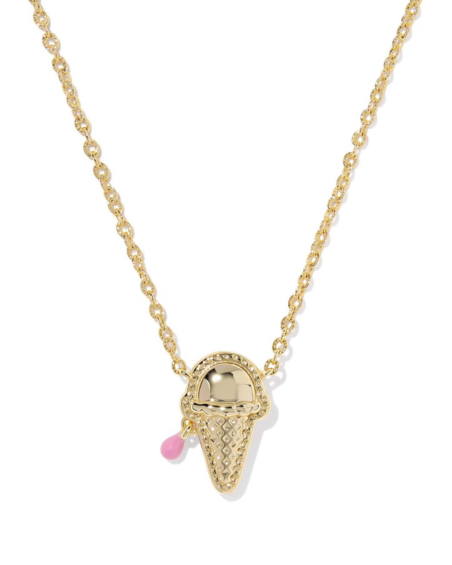 Kendra Scott Ice Cream Gold Short Pendant Necklace Pastel Pink Mother-of-Pearl