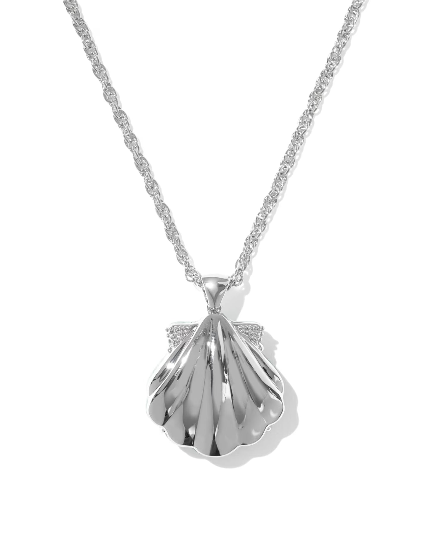 Kendra Scott Lucia Shell Silver Short Pendant Necklace in Sea Green Chrysocolla