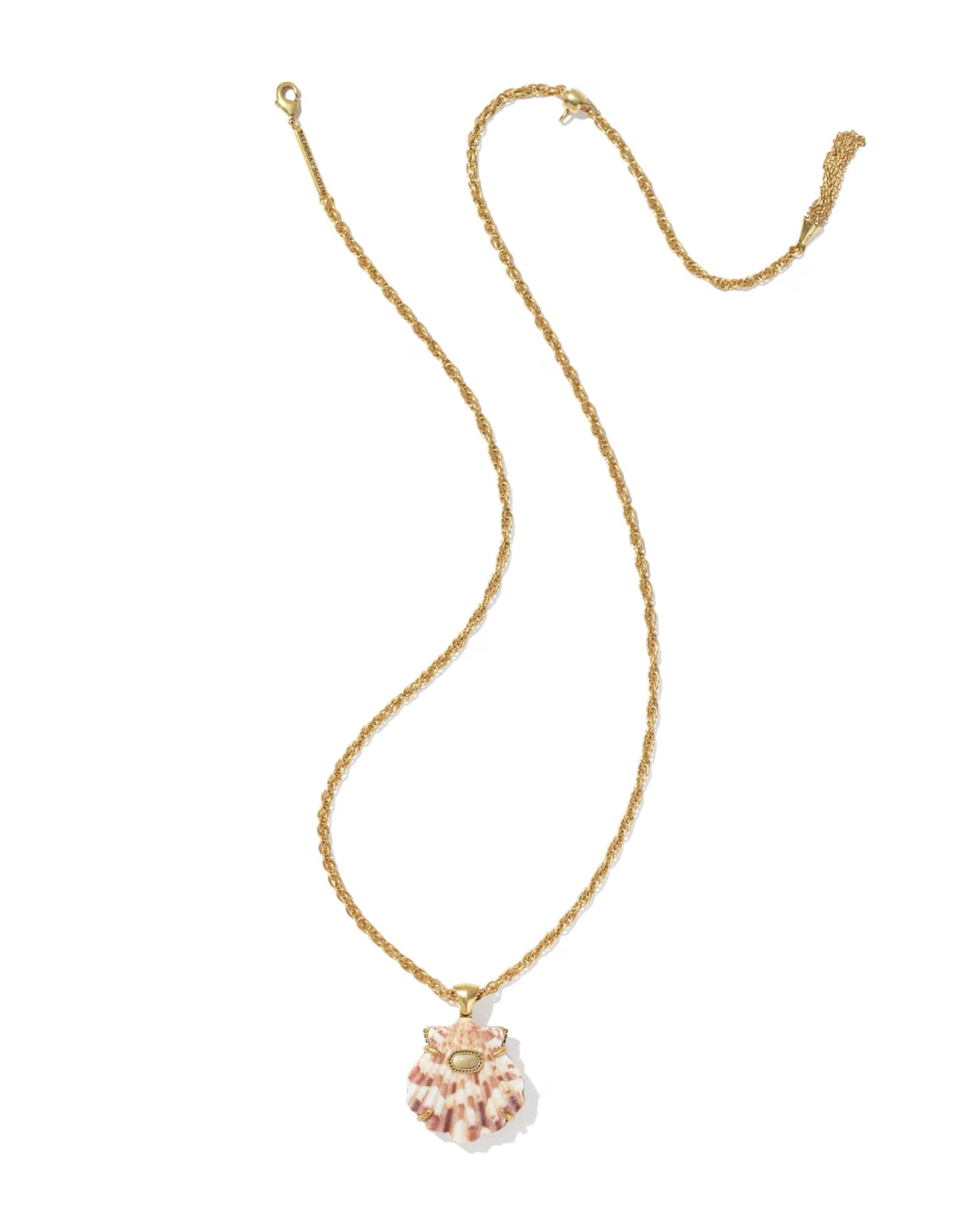 Kendra Scott Lucia Shell Vintage Gold Short Pendant Necklace in Neutral Scallop