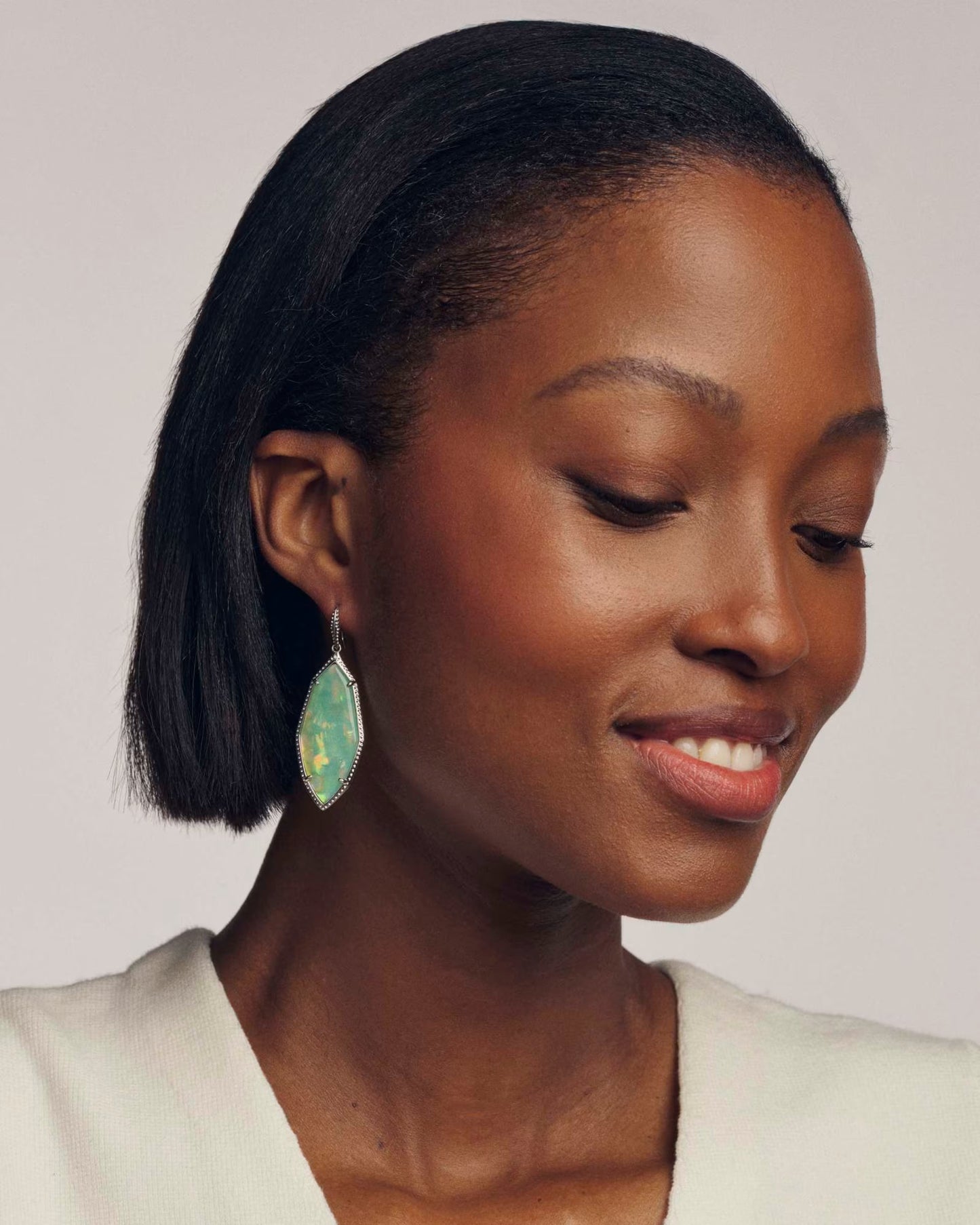 Kendra Scott Ophelia Silver Drop Earring in Mint Iridescent Abalone