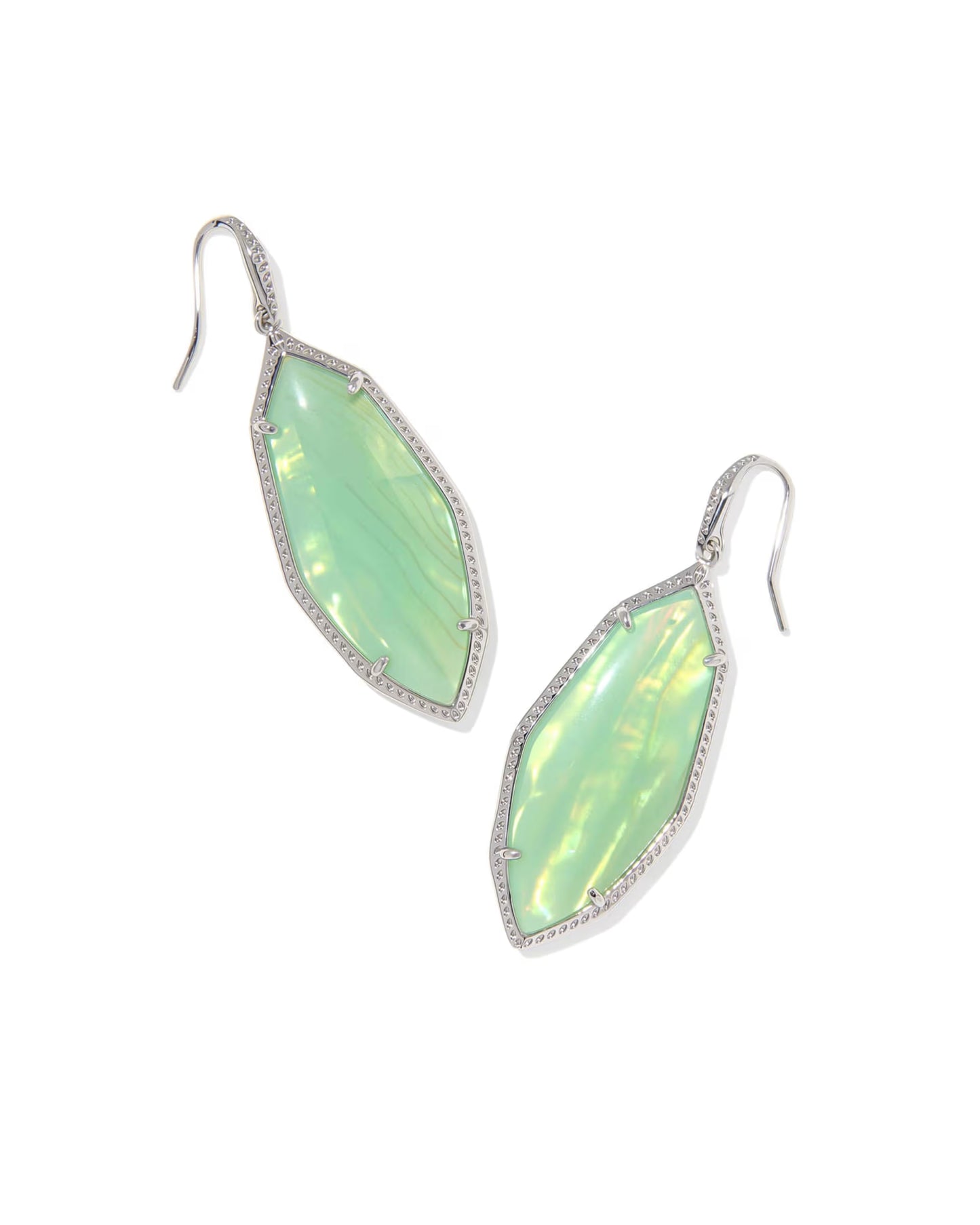 Kendra Scott Ophelia Silver Drop Earring in Mint Iridescent Abalone