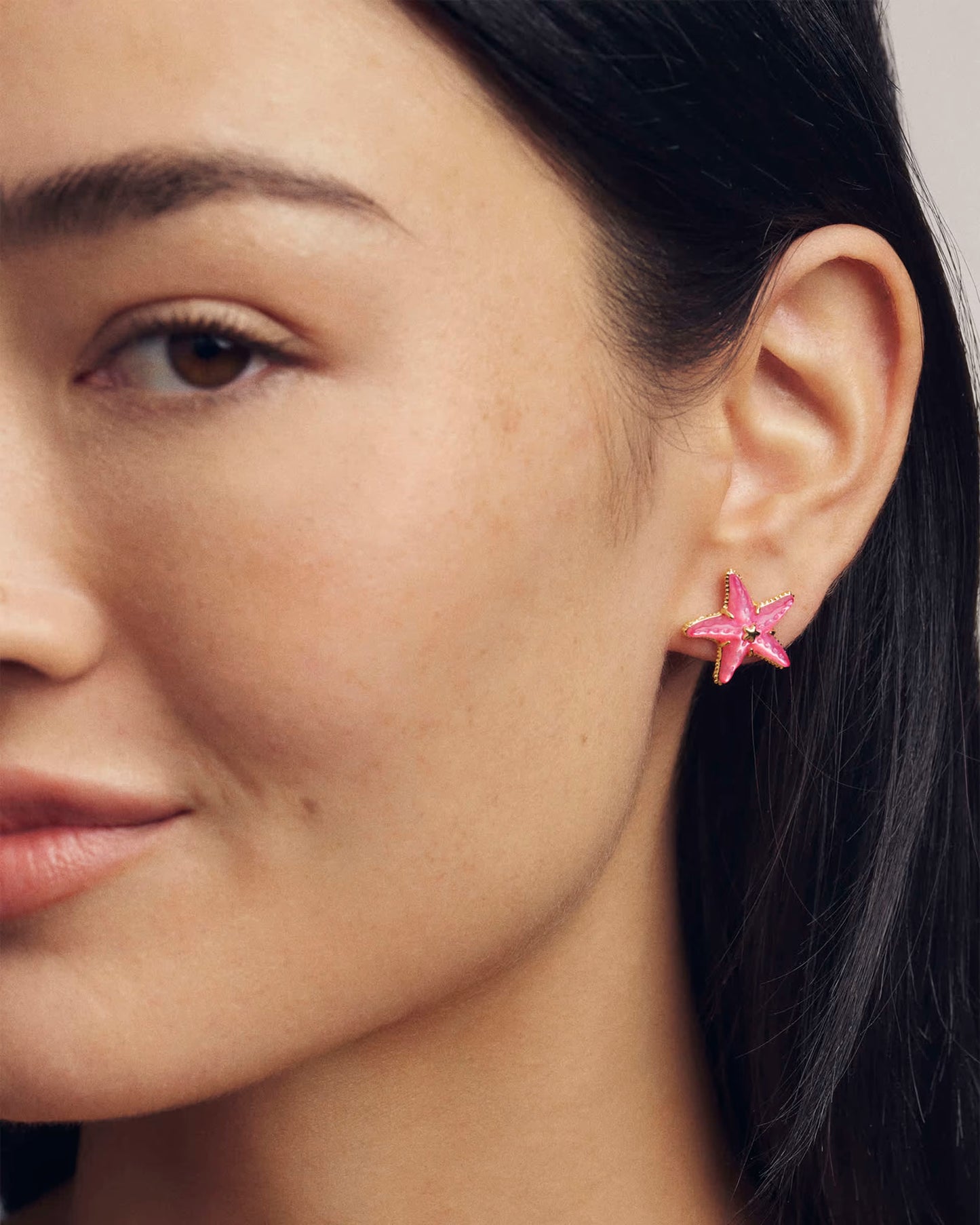 Kendra Scott Parker Starfish Gold Stud Earrings Bright Pink Mother-of-Pearl