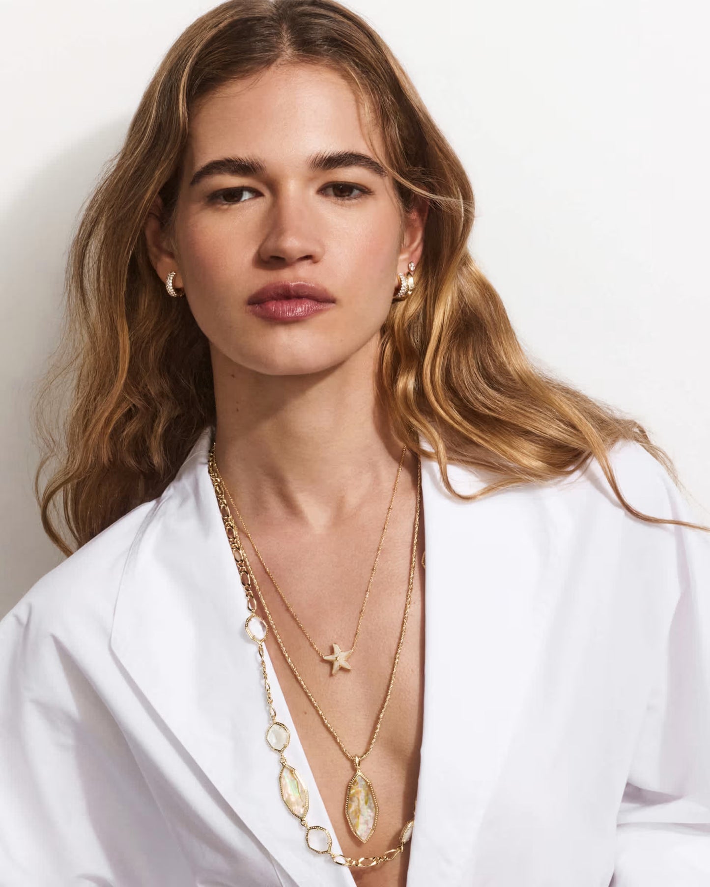 Kendra Scott Parker Starfish Gold Short Pendant Necklace Natural Mother-of-Pearl