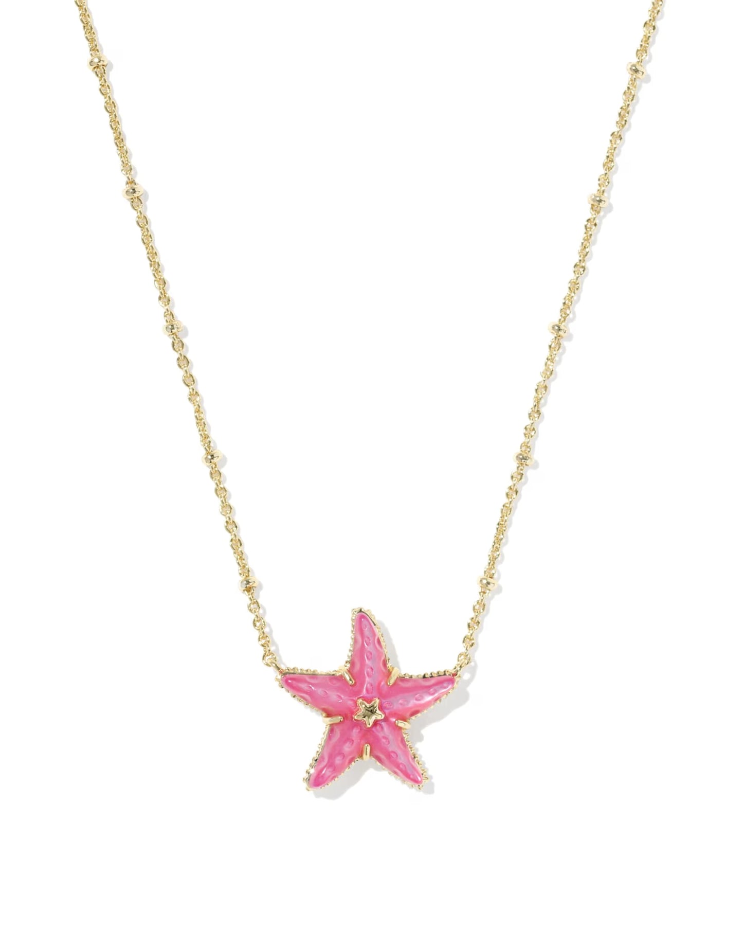 Kendra Scott Parker Starfish Gold Short Pendant Necklace Bright Pink Mother-of-Pearl