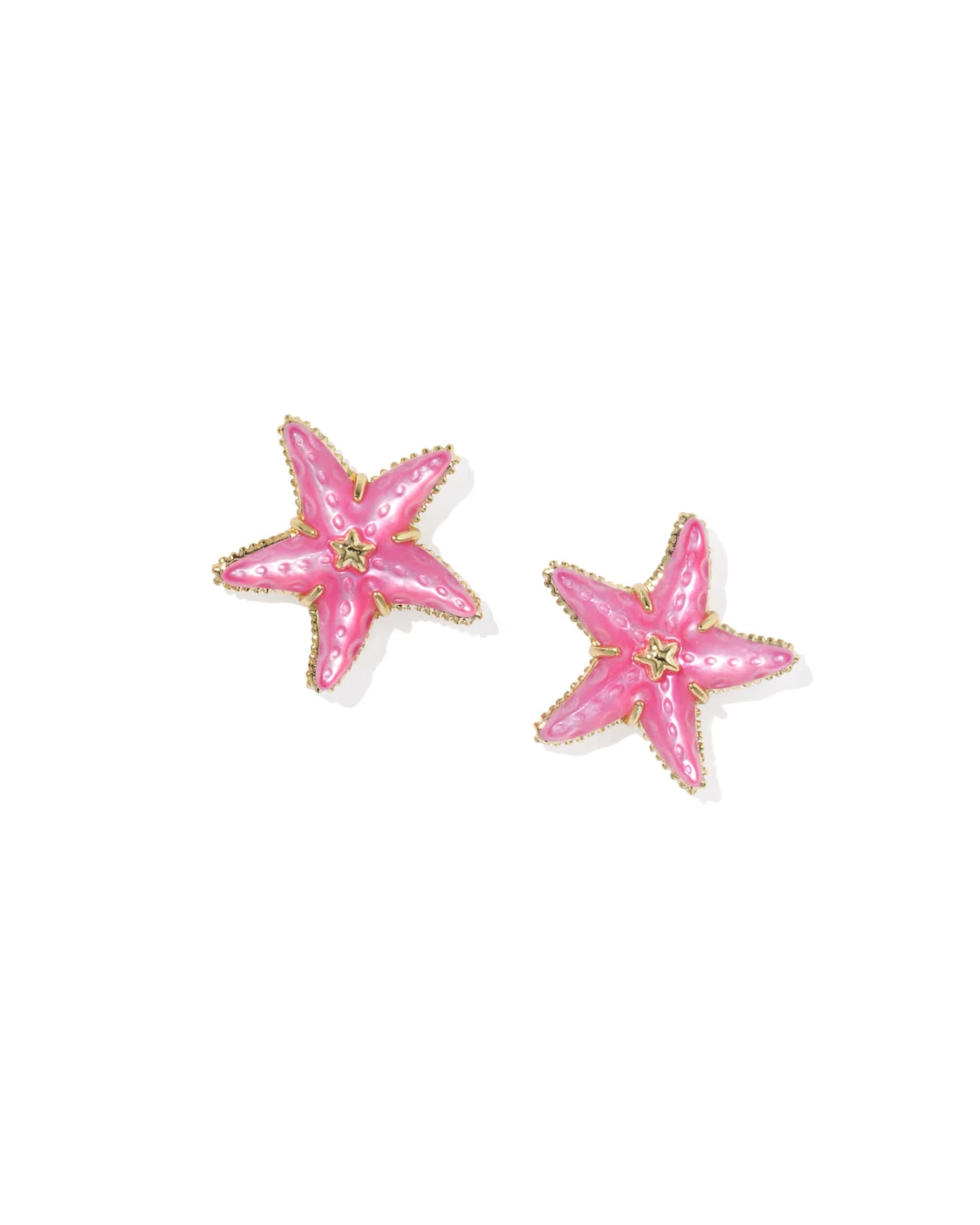 Kendra Scott Parker Starfish Gold Stud Earrings Bright Pink Mother-of-Pearl