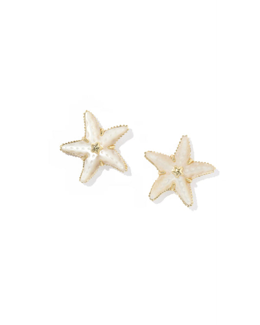Kendra Scott Parker Starfish Gold Stud Earring in Natural Mother-of-Pearl