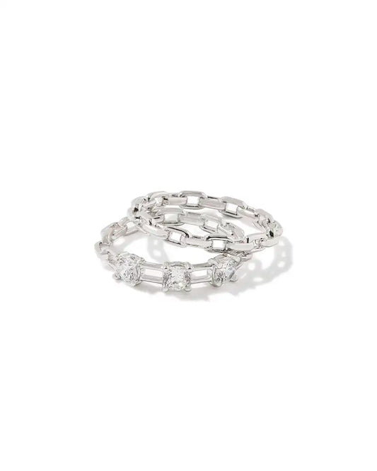 Kendra Scott Lexi Silver Ring Set in White Crystal