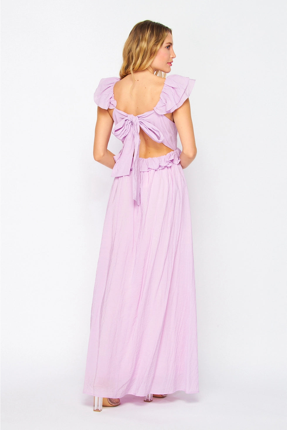 Lilac Sleeveless Ruffled Maxi Dress
