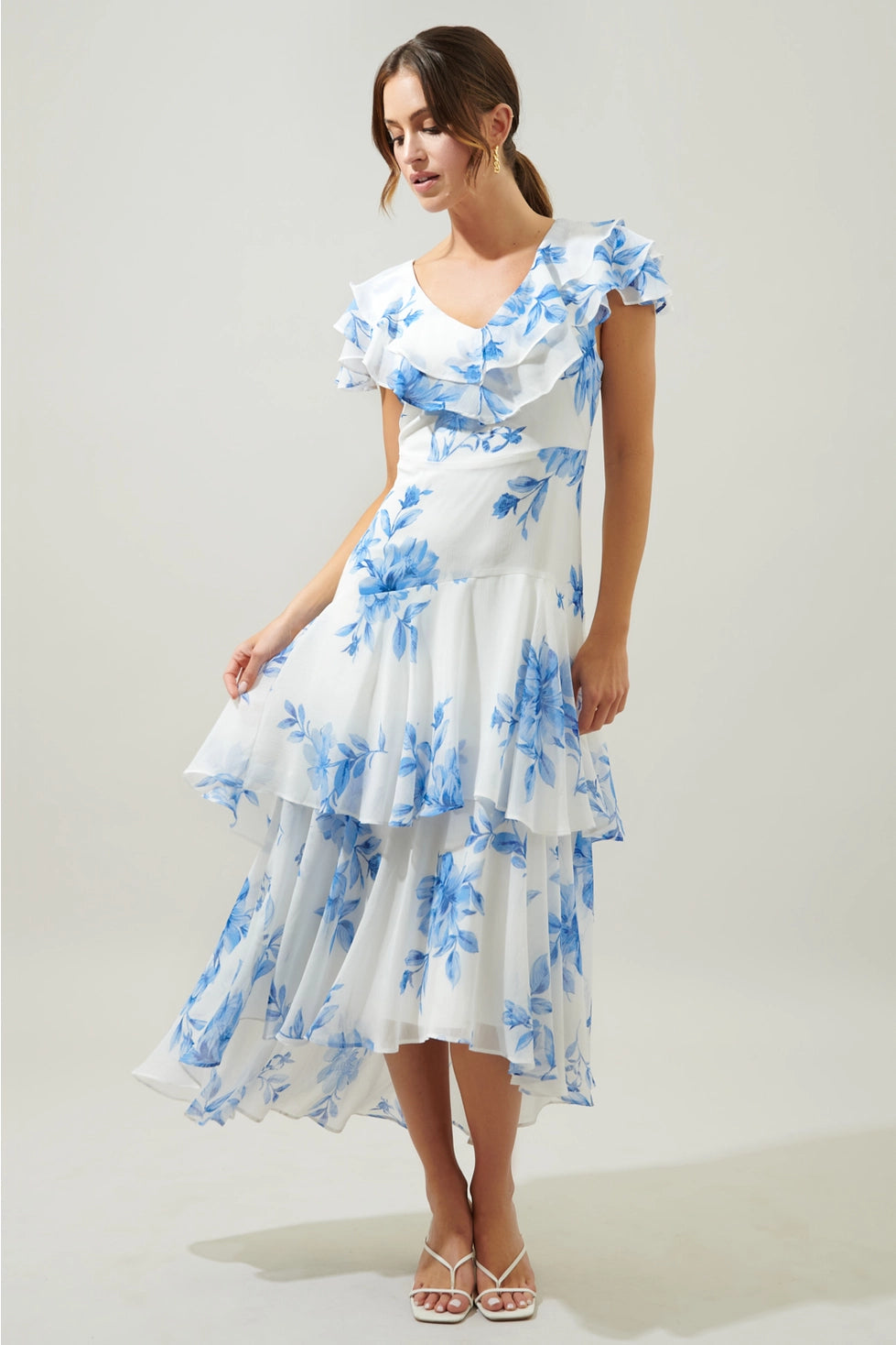 Meliza Ruffle Tiered Sinclair Midi Dress