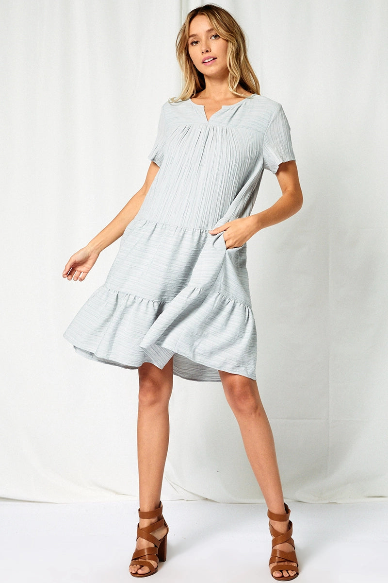 Miranda Grey Ruffled Dress