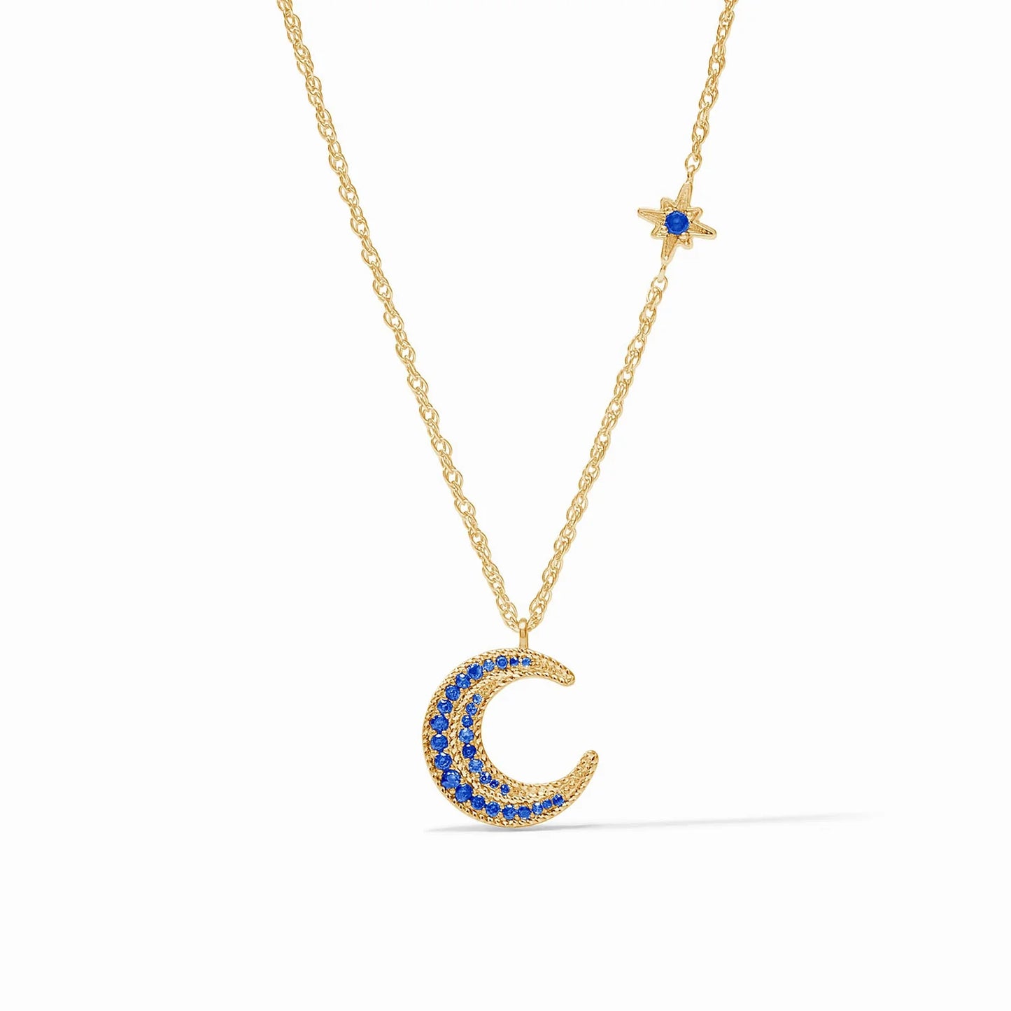 Julie Vos Luna Delicate Necklace in Sapphire Blue CZ